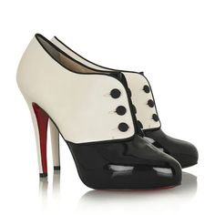christian louboutin bicolor black and white heels booties