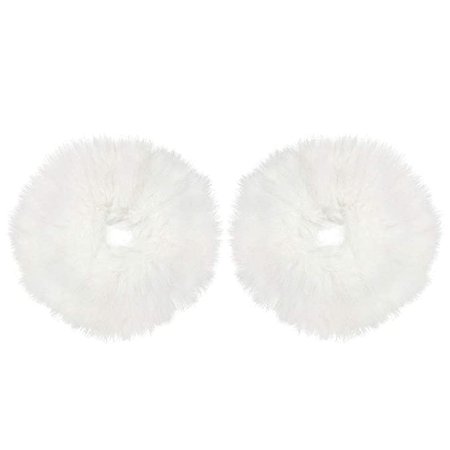 Amazon.com : 2pcs Pack Furry Faux Rabbit Fur Hair Scrunchies Artificial Fur Hair Bobbles Elastic Hair Band Rope Wristband Ponytail Accessories White : Beauty