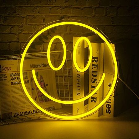 Smile Face Neon Sign Led Neon Light Wall Decor Smiley Face Light Up Signs USB Powered Yellow Neon Signs for Bedroom Kids Room Wedding Party Decoration - - Amazon.com