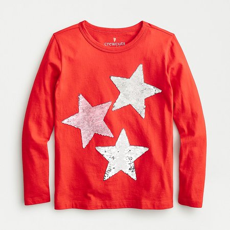 J.Crew: Girls' Long-sleeve Star T-shirt With Reversible Sequins