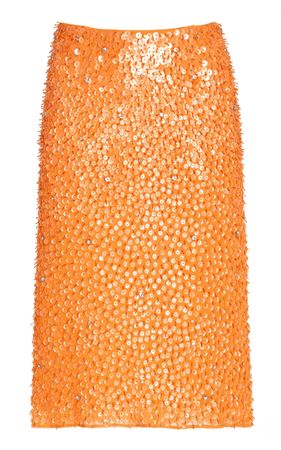 Exclusive Embroidered Fringe Silk Georgette Midi Skirt By Des Phemmes | Moda Operandi