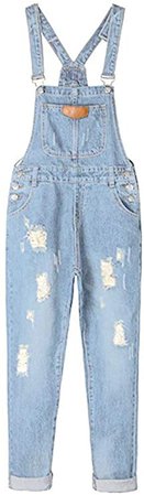 Amazon.com: AvaCostume Women's Adjustable Strap Ripped Denim Overalls DarkBlue M : Clothing, Shoes & Jewelry