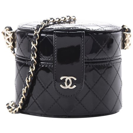 Chanel Micro Mini Black Quilted Patent Leather Jewelry Box Crossbody Bag For Sale at 1stDibs