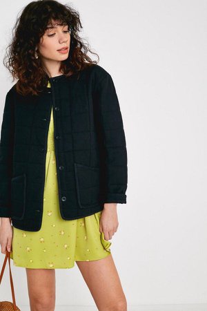 urban outfitters black quilted liner jacket