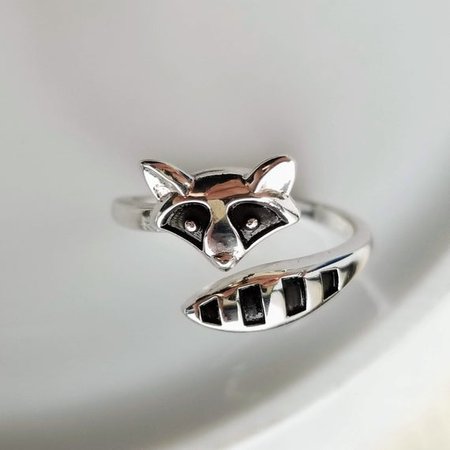 Sterling Silver Raccoon Ring 925 Animal Ring Raccoon Jewelry | Etsy