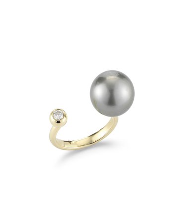 Mizuki Open Pearl & Diamond Ring | Neiman Marcus