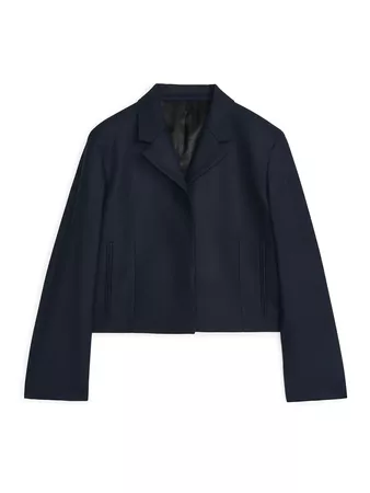 Cropped Wool Cashmere Blazer - Dark Blue - Tailoring - ARKET DE