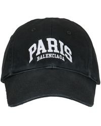 Balenciaga Paris City Cotton Cap in Black/White (Black)