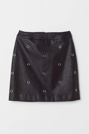 Imitation leather skirt - Black