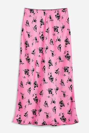 Floral Satin Bias Midi Skirt | Topshop