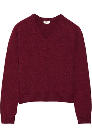 Burgundy Wool and cashmere-blend sweater | SAINT LAURENT | NET-A-PORTER