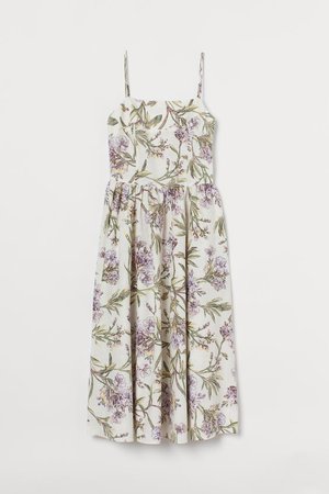 Sleeveless Dress - White/large flowers - Ladies | H&M US