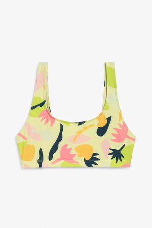 Sporty bikini top - Neon leaves - Swimwear - Monki WW