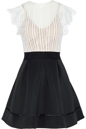 White Ina lace and pleated neoprene mini dress | Sale up to 70% off | THE OUTNET | CATHERINE DEANE | THE OUTNET