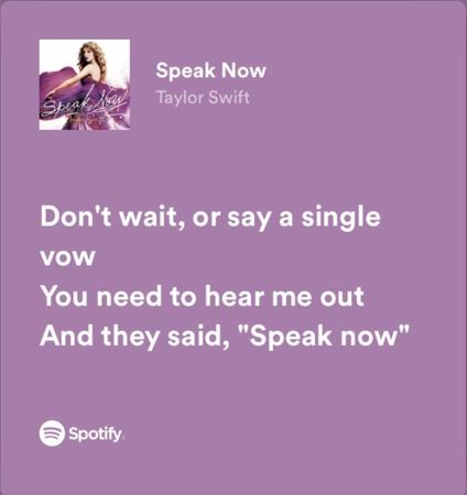 speak now lyrics spotify - Google Search