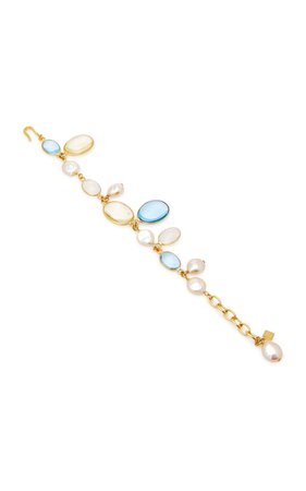 Pebble and Pearl 24K Gold-Plated Crystal Bracelet by Loulou de la Falaise | Moda Operandi