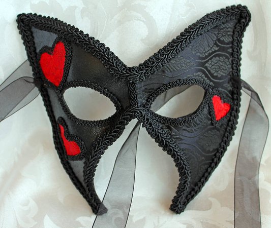Black Leather Red Heart Masquerade Mask by DaraGallery on DeviantArt