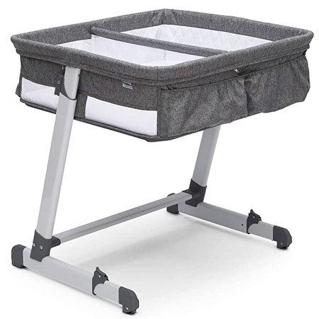 Amazon.com : Simmons Kids By The Bed City Sleeper Bassinet for Twins - Adjustable Height Portable Crib with Wheels & Airflow Mesh, Grey Tweed : Baby