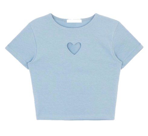blue heart cutout t-shirt