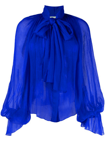 royal blue chiffon blouse