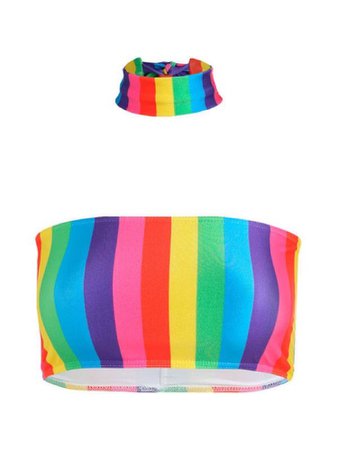 Rainbow bandeau top w/ matching choker