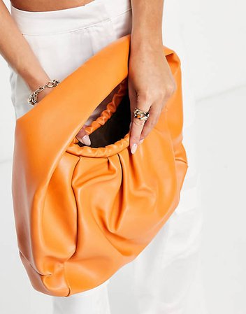 Ego ruched shoulder bag in orange | ASOS