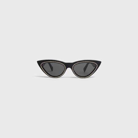 Cat Eye Sunglasses in Acetate and Crystals - Black | CELINE