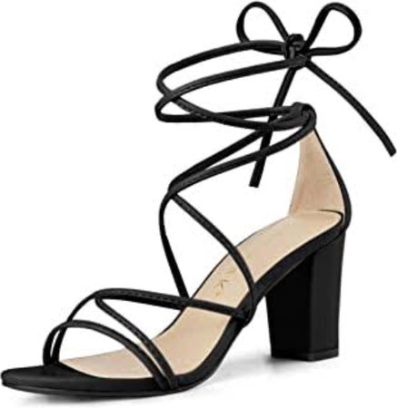 black lace up platform heels