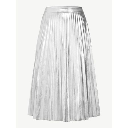 Scoop Women's Metallic Faux Leather Pleated Skirt - Walmart.com