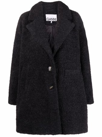 Shop GANNI bouclé single-breasted coat with Express Delivery - FARFETCH