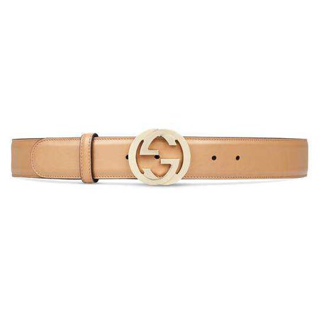 Leather belt with interlocking G buckle - Gucci Women's Belts 370543AP00G2754