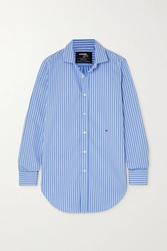 Light blue Striped cotton-poplin shirt | HOMMEGIRLS