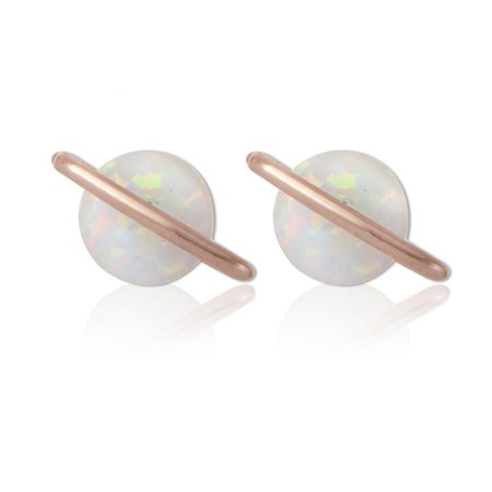 LaoNato White Opal Planet Earrings