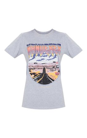 Grey Wanderer Oversized T Shirt | Tops | PrettyLittleThing USA
