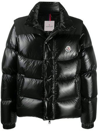 Moncler logo patch puffer jacket black F20911A5720054AN2 - Farfetch