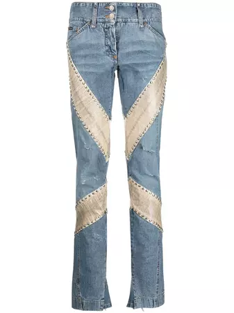 Dolce & Gabbana Pre-Owned 2000s snake-panelled slim-cut Jeans - Farfetch