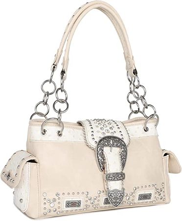 Amazon.com: Montana West Buckle Collection Concealed Carry Satchel Vegan Leather Tote Bag Western Veganrses and Shoulder Handbag for Women MW1088G-8085WT : Clothing, Shoes & Jewelry