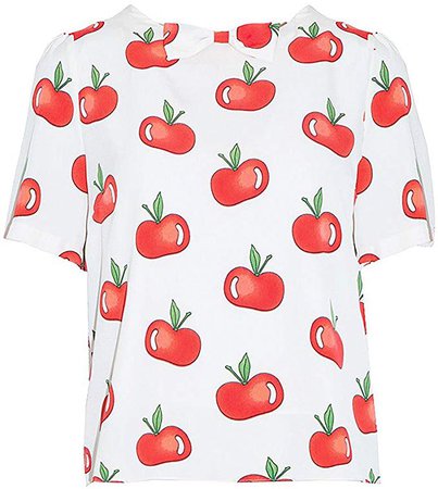 Mlotus Cute Apple Print Women's T-Shirt Casual Blouse Summer Short Sleeve Tops at Amazon Women’s Clothing store