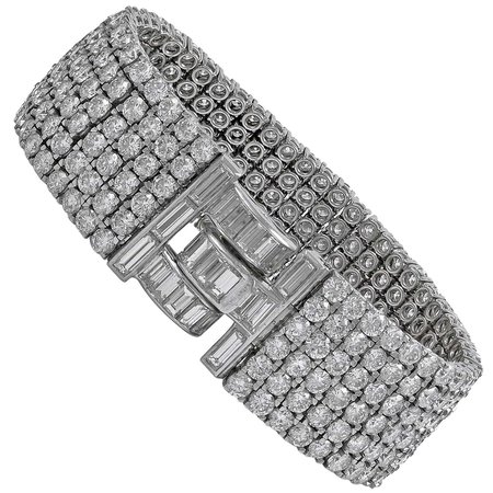 Van Cleef and Arpels Six-Row Diamond Platinum Bracelet For Sale at 1stDibs
