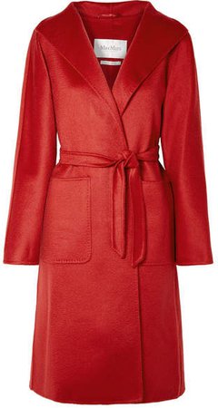 Lilia Belted Brushed-cashmere Coat - Red