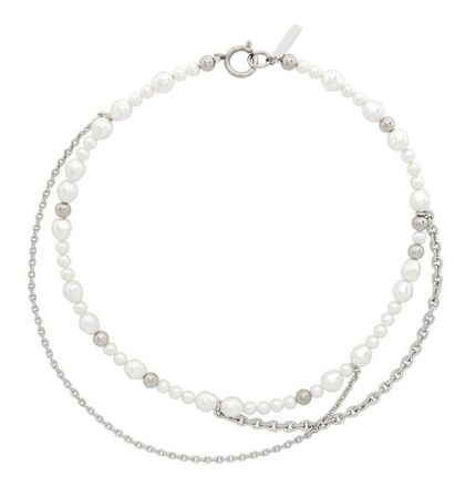 silver necklace with pearls