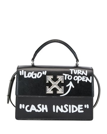 Off-White Jitney Cash Inside Top Handle Bag, Black/White