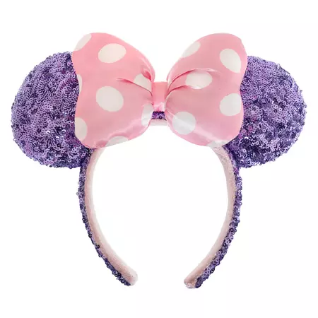 Minnie Mouse Sequin Ear Headband with Polka Dot Bow for Adults – Purple | shopDisney