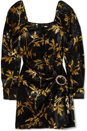 Dodo Bar Or | Mona draped metallic velvet-jacquard mini dress | NET-A-PORTER.COM