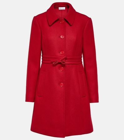 Single Breasted Wool Blend Coat in Red - RED Valentino | Mytheresa