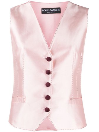 Dolce & Gabbana Silk Waistcoat With Contrast Buttons - Farfetch