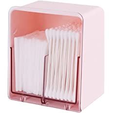 Amazon.com: Lunhoo 2 Slot Cotton Swab Ball Holder Cotton Pads Container Dispenser Box with Lid for Bathroom Home Storage Pink : Home & Kitchen