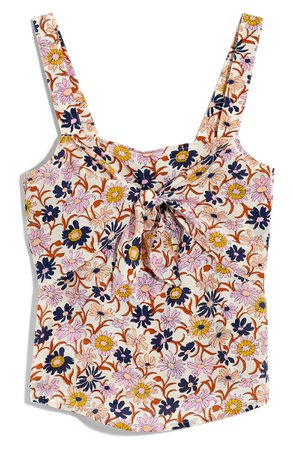 Madewell Tie Front Silk Camisole floral