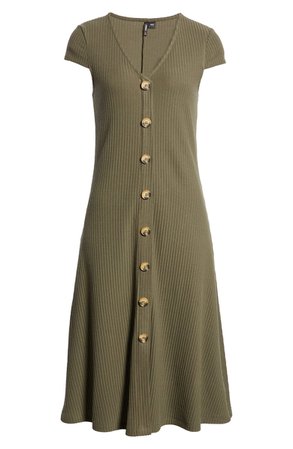 Only Nella Button Front Ribbed Midi Dress | Nordstrom