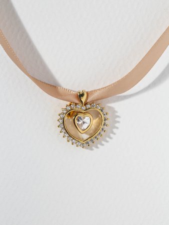 The Nude Heart Ribbon Necklace | Vanessa Mooney | Color Gold Necklaces size Size One Size
